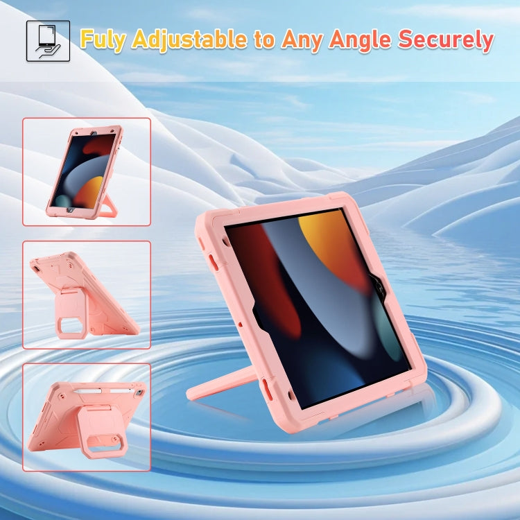For iPad 10.2 2021 / 2020 / 2019 Legend Grip Holder Silicone Hybrid PC Tablet Case with Strap