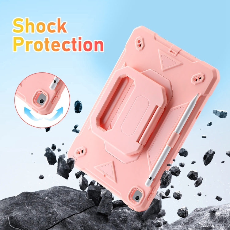 For iPad 10.2 2021 / 2020 / 2019 Legend Grip Holder Silicone Hybrid PC Tablet Case with Strap