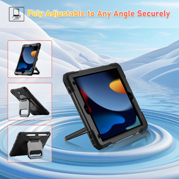 For iPad 10.2 2021 / 2020 / 2019 Legend Grip Holder Silicone Hybrid PC Tablet Case with Strap