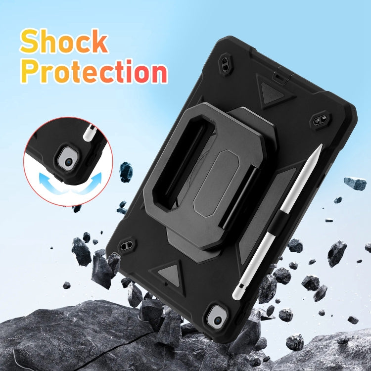 For iPad 10.2 2021 / 2020 / 2019 Legend Grip Holder Silicone Hybrid PC Tablet Case with Strap