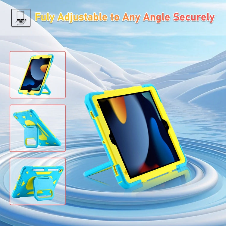 For iPad 10.2 2021 / 2020 / 2019 Legend Grip Holder Silicone Hybrid PC Tablet Case with Strap