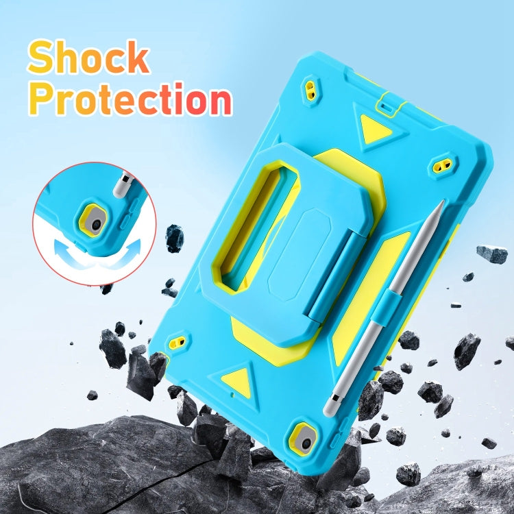 For iPad 10.2 2021 / 2020 / 2019 Legend Grip Holder Silicone Hybrid PC Tablet Case with Strap
