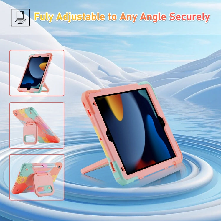 For iPad 10.2 2021 / 2020 / 2019 Legend Grip Holder Silicone Hybrid PC Tablet Case with Strap