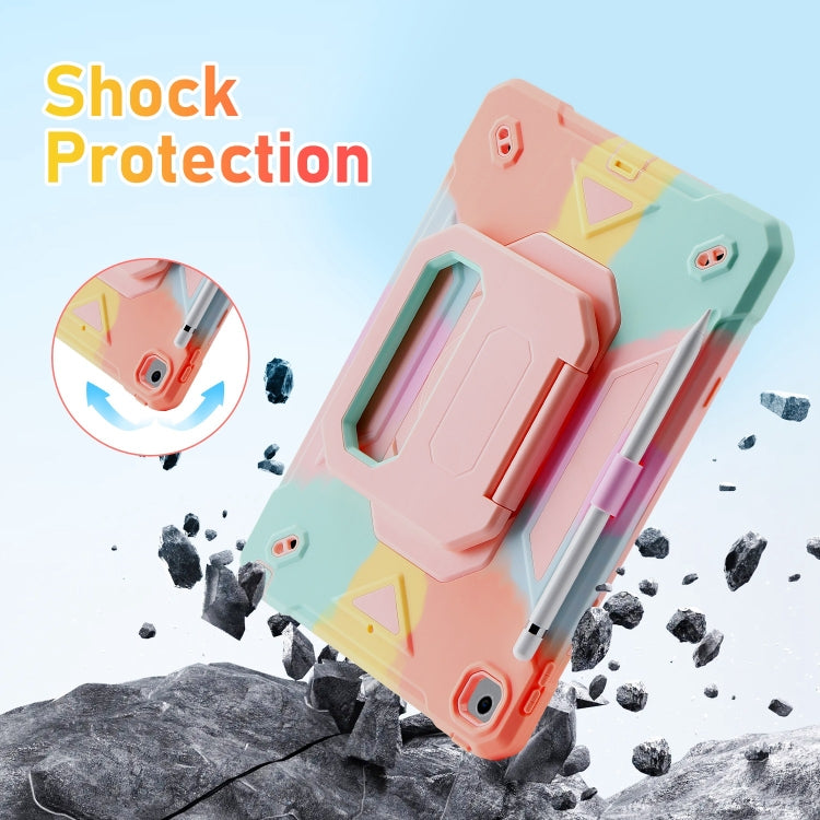 For iPad 10.2 2021 / 2020 / 2019 Legend Grip Holder Silicone Hybrid PC Tablet Case with Strap