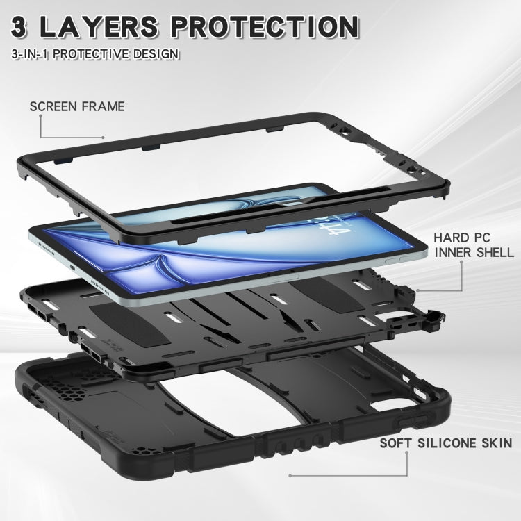 For iPad Air 11 2026 / 2025 / 2024 3-Layer Silicone Hybrid PC Tablet Case