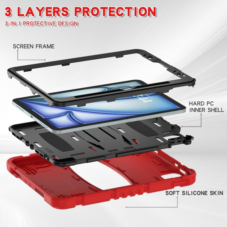 For iPad Air 11 2026 / 2025 / 2024 3-Layer Silicone Hybrid PC Tablet Case