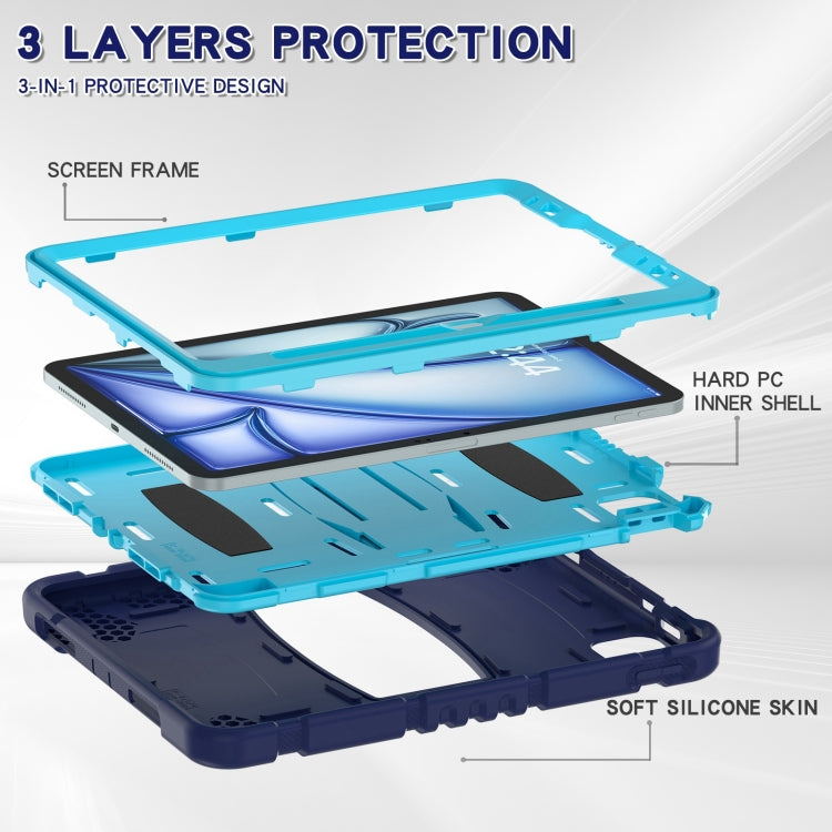 For iPad Air 11 2026 / 2025 / 2024 3-Layer Silicone Hybrid PC Tablet Case