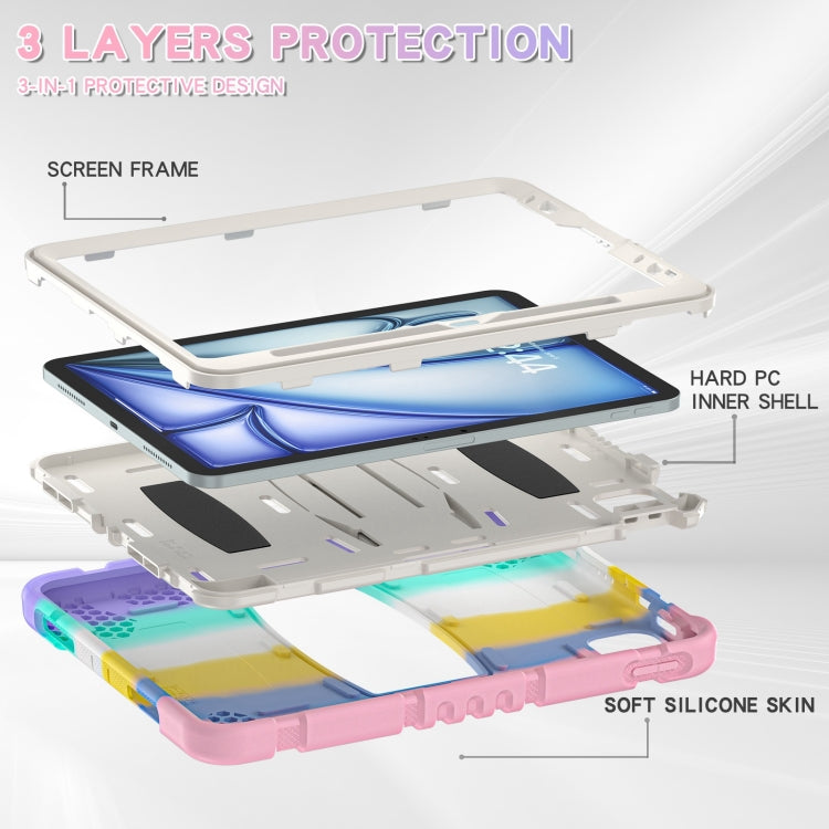 For iPad Air 11 2026 / 2025 / 2024 3-Layer Silicone Hybrid PC Tablet Case
