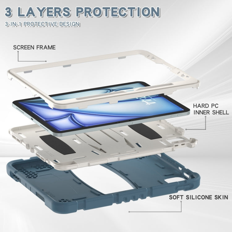 For iPad Air 11 2026 / 2025 / 2024 3-Layer Silicone Hybrid PC Tablet Case