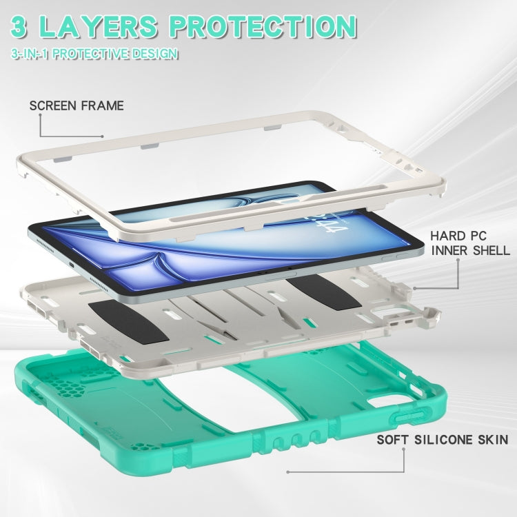 For iPad Air 11 2026 / 2025 / 2024 3-Layer Silicone Hybrid PC Tablet Case