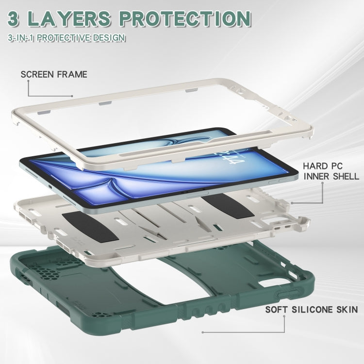 For iPad Air 11 2026 / 2025 / 2024 3-Layer Silicone Hybrid PC Tablet Case