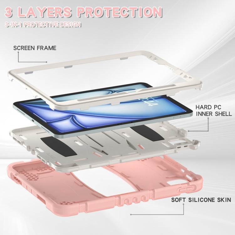 For iPad Air 11 2026 / 2025 / 2024 3-Layer Silicone Hybrid PC Tablet Case