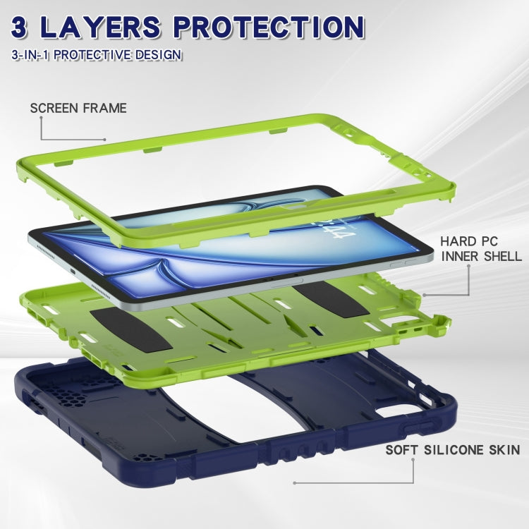 For iPad Air 11 2026 / 2025 / 2024 3-Layer Silicone Hybrid PC Tablet Case