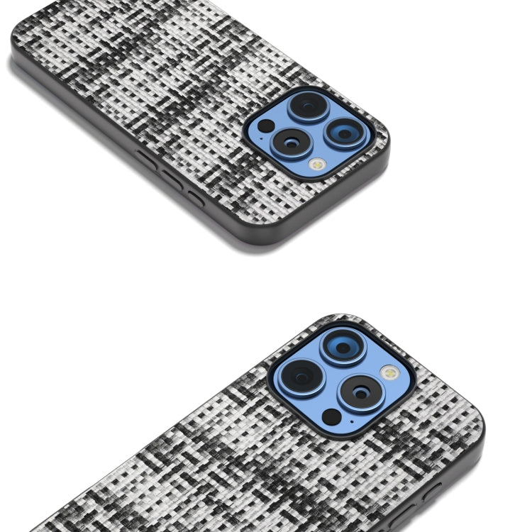 For iPhone 16 Pro Black Frame Color Lattice Texture PU Phone Case