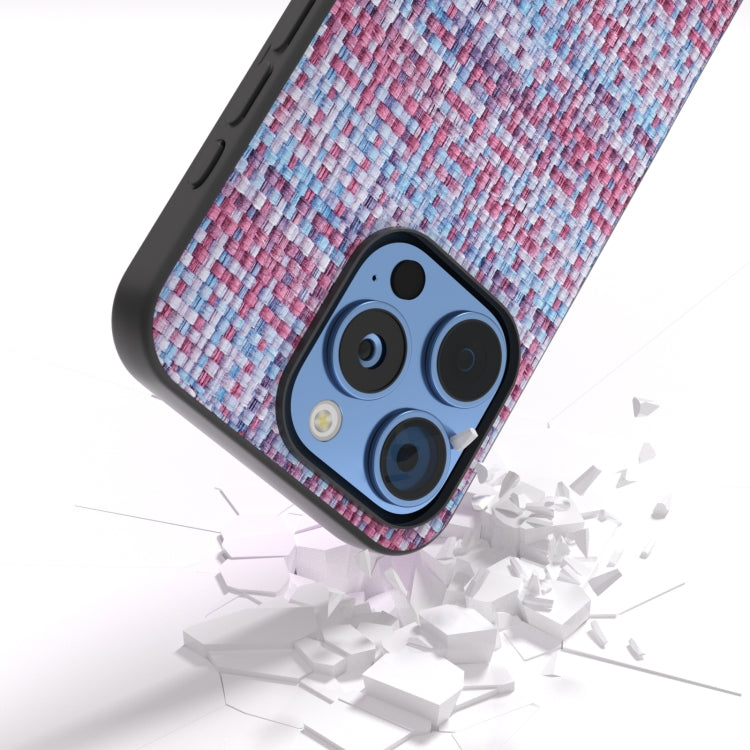 For iPhone 16 Pro Black Frame Color Lattice Texture PU Phone Case