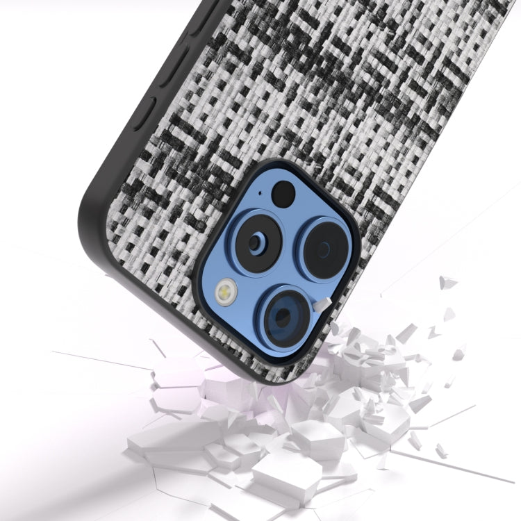 For iPhone 16 Pro Max Black Frame Color Lattice Texture PU Phone Case