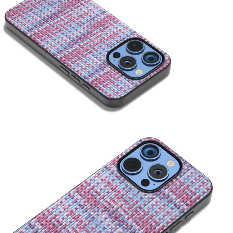 For iPhone 16 Pro Max Black Frame Color Lattice Texture PU Phone Case