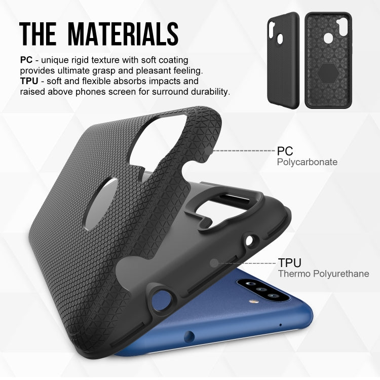 For Samsung Galaxy A11(EU Version) Triangle Armor Texture TPU + PC Case