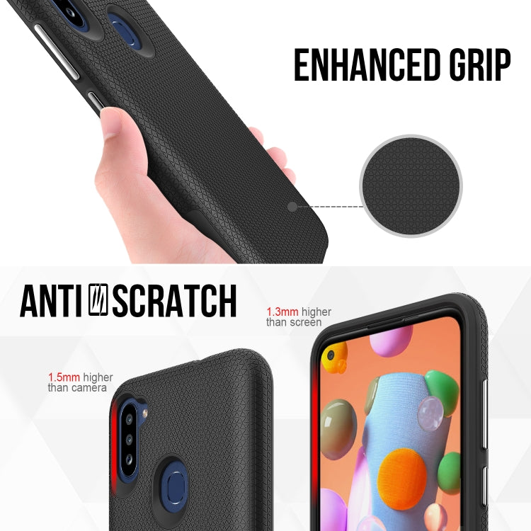 For Samsung Galaxy A11(EU Version) Triangle Armor Texture TPU + PC Case