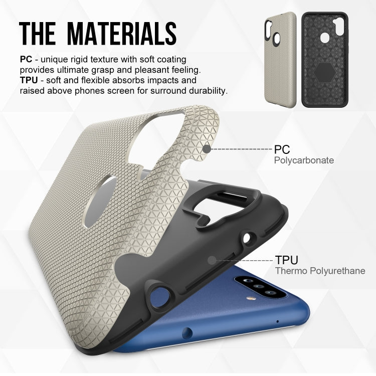 For Samsung Galaxy A11(EU Version) Triangle Armor Texture TPU + PC Case