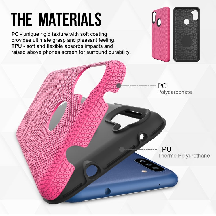 For Samsung Galaxy A11(EU Version) Triangle Armor Texture TPU + PC Case