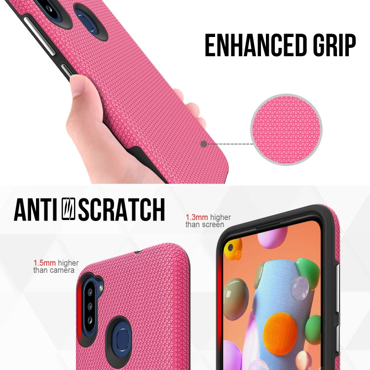 For Samsung Galaxy A11(EU Version) Triangle Armor Texture TPU + PC Case