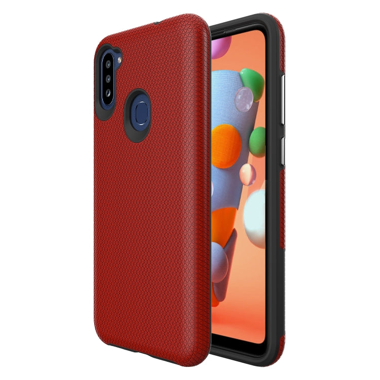 For Samsung Galaxy A11(EU Version) Triangle Armor Texture TPU + PC Case