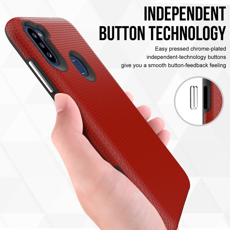 For Samsung Galaxy A11(EU Version) Triangle Armor Texture TPU + PC Case
