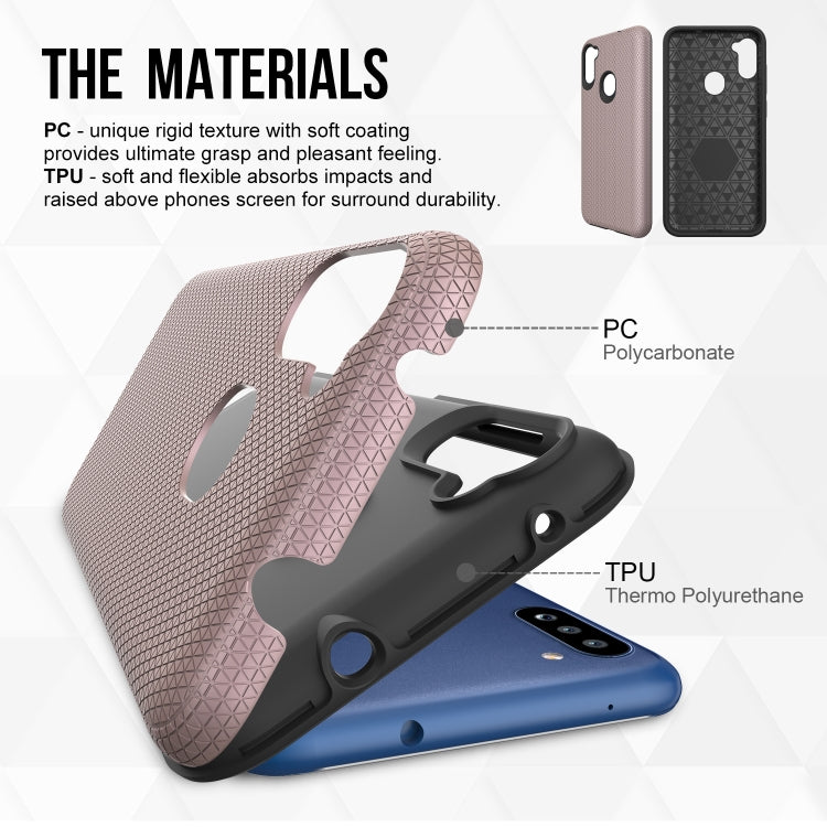 For Samsung Galaxy A11(EU Version) Triangle Armor Texture TPU + PC Case