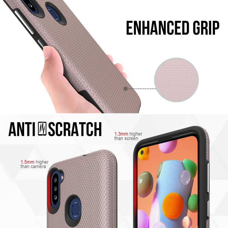 For Samsung Galaxy A11(EU Version) Triangle Armor Texture TPU + PC Case