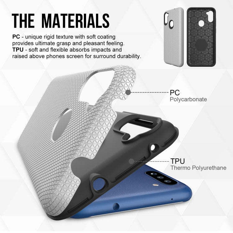 For Samsung Galaxy A11(EU Version) Triangle Armor Texture TPU + PC Case