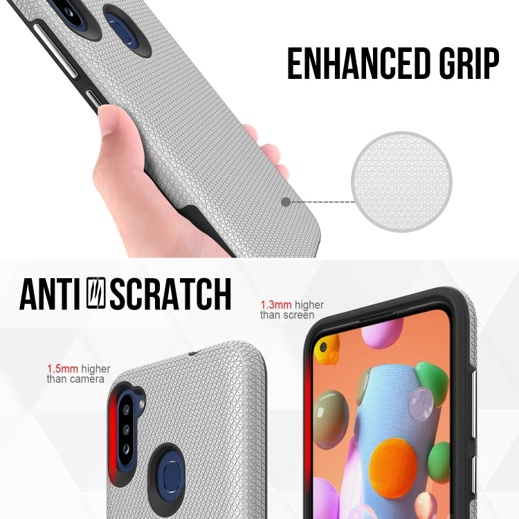 For Samsung Galaxy A11(EU Version) Triangle Armor Texture TPU + PC Case