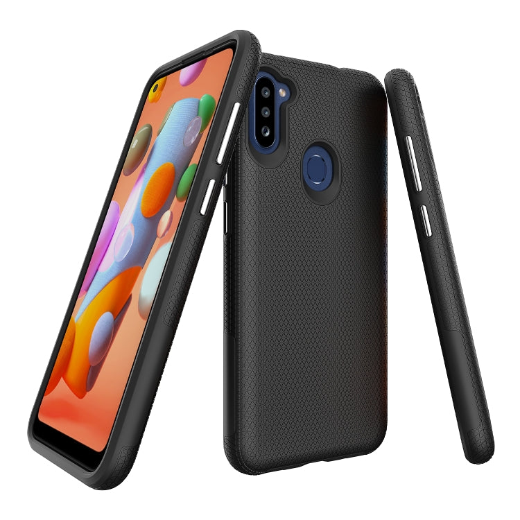 For Samsung Galaxy M11 Triangle Armor Texture TPU + PC Case