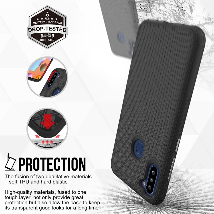 For Samsung Galaxy M11 Triangle Armor Texture TPU + PC Case