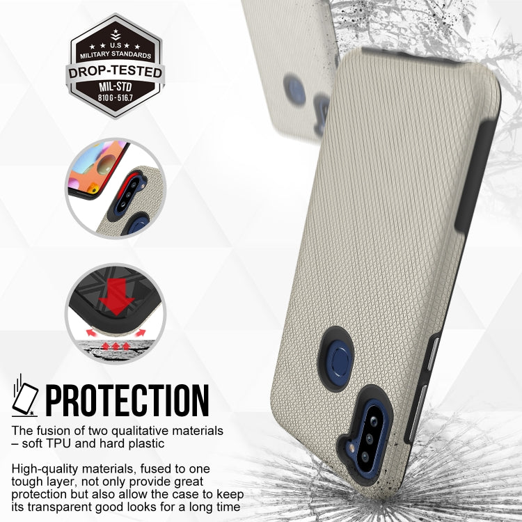 For Samsung Galaxy M11 Triangle Armor Texture TPU + PC Case