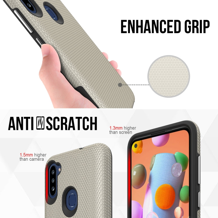 For Samsung Galaxy M11 Triangle Armor Texture TPU + PC Case