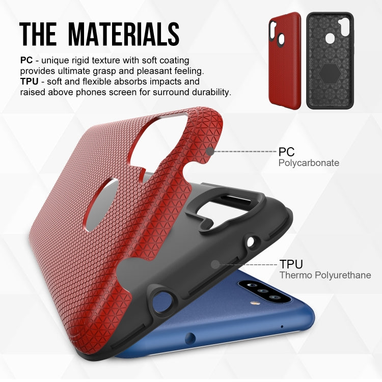 For Samsung Galaxy M11 Triangle Armor Texture TPU + PC Case