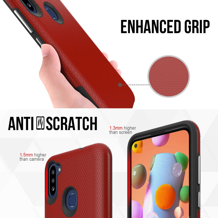 For Samsung Galaxy M11 Triangle Armor Texture TPU + PC Case