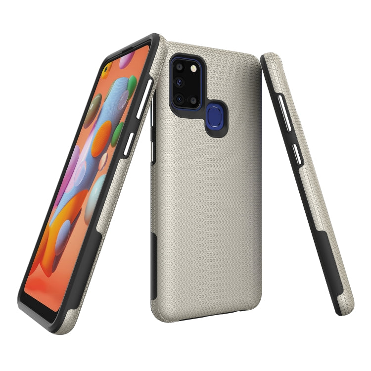 For Samsung Galaxy A21s Triangle Armor Texture TPU + PC Case