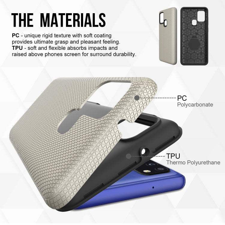 For Samsung Galaxy A21s Triangle Armor Texture TPU + PC Case