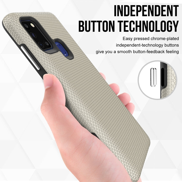 For Samsung Galaxy A21s Triangle Armor Texture TPU + PC Case