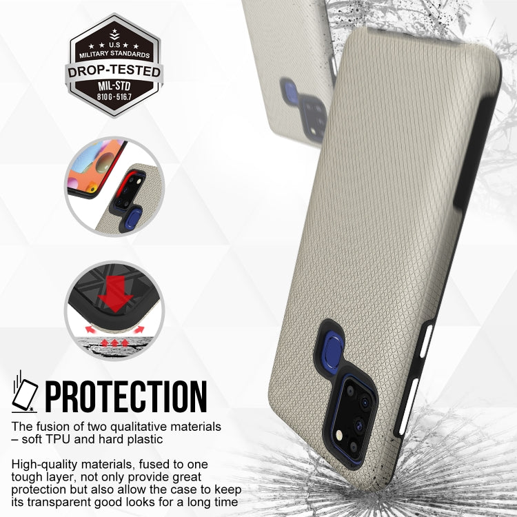 For Samsung Galaxy A21s Triangle Armor Texture TPU + PC Case