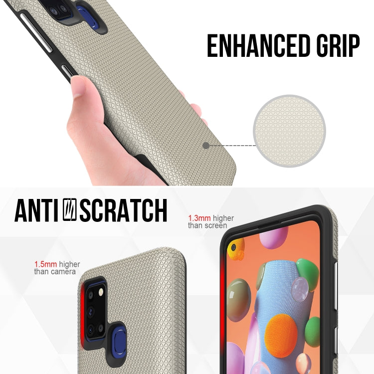 For Samsung Galaxy A21s Triangle Armor Texture TPU + PC Case