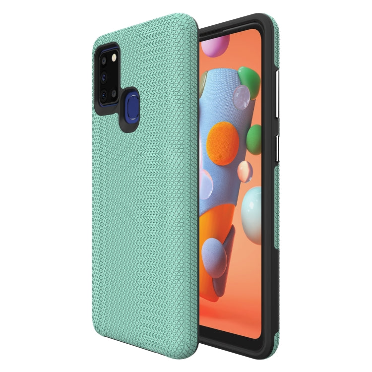 For Samsung Galaxy A21s Triangle Armor Texture TPU + PC Case