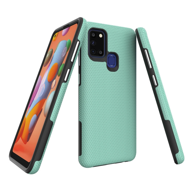 For Samsung Galaxy A21s Triangle Armor Texture TPU + PC Case