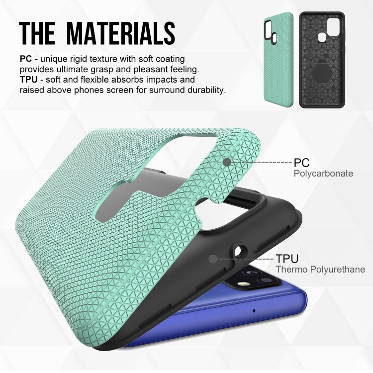 For Samsung Galaxy A21s Triangle Armor Texture TPU + PC Case