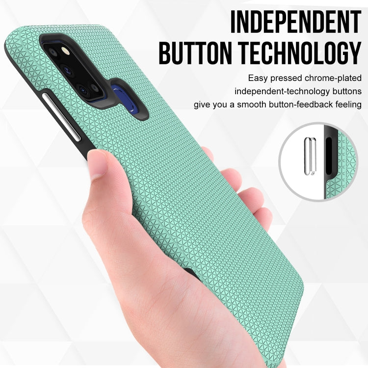 For Samsung Galaxy A21s Triangle Armor Texture TPU + PC Case
