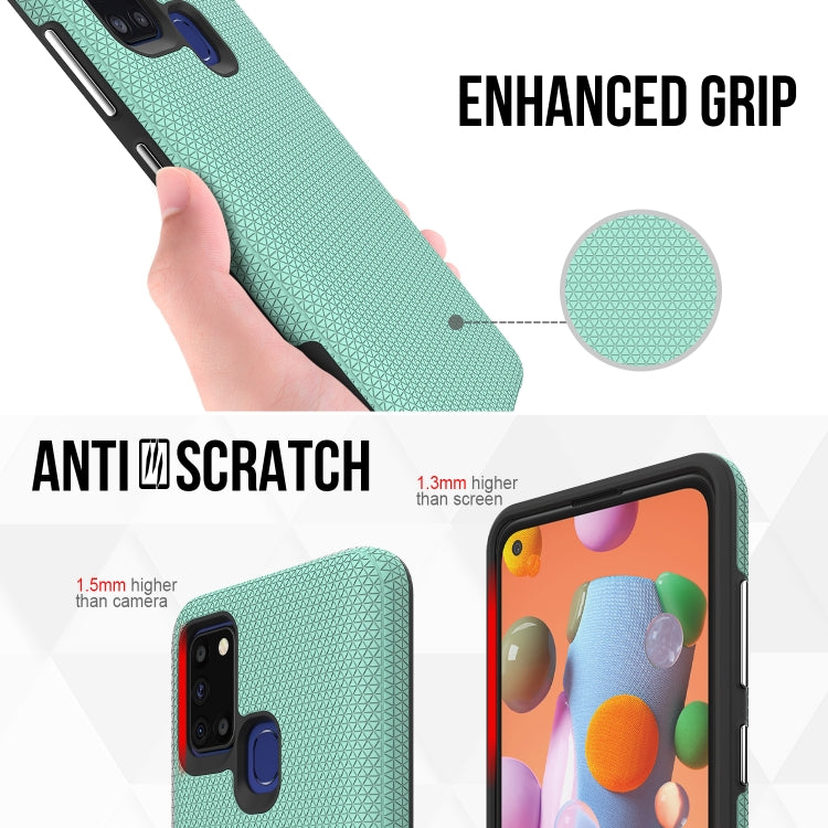 For Samsung Galaxy A21s Triangle Armor Texture TPU + PC Case