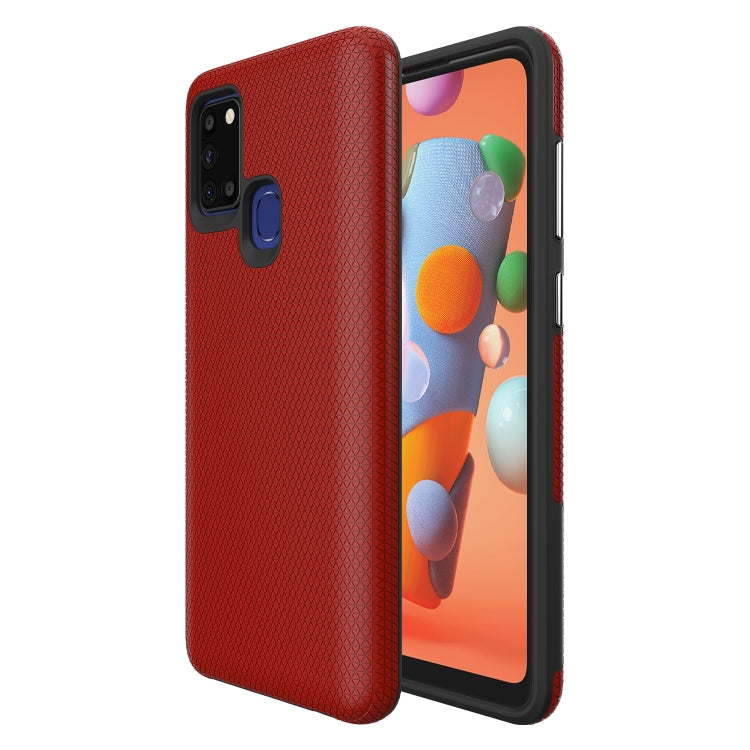 For Samsung Galaxy A21s Triangle Armor Texture TPU + PC Case
