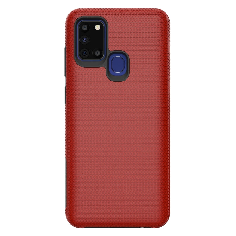 For Samsung Galaxy A21s Triangle Armor Texture TPU + PC Case